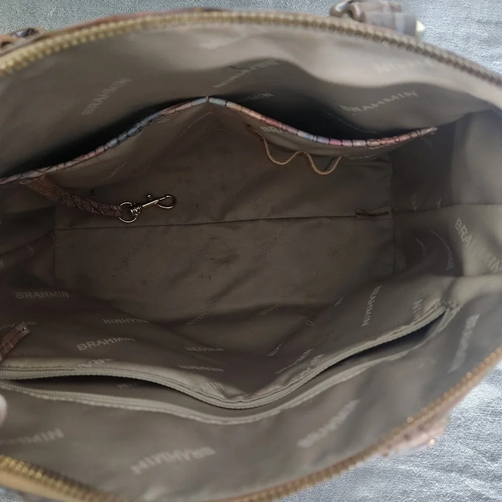 Brahmin‎ Duxbury Iridescent Opal Melbourne Croc-Embossed Leather Satchel Handbag